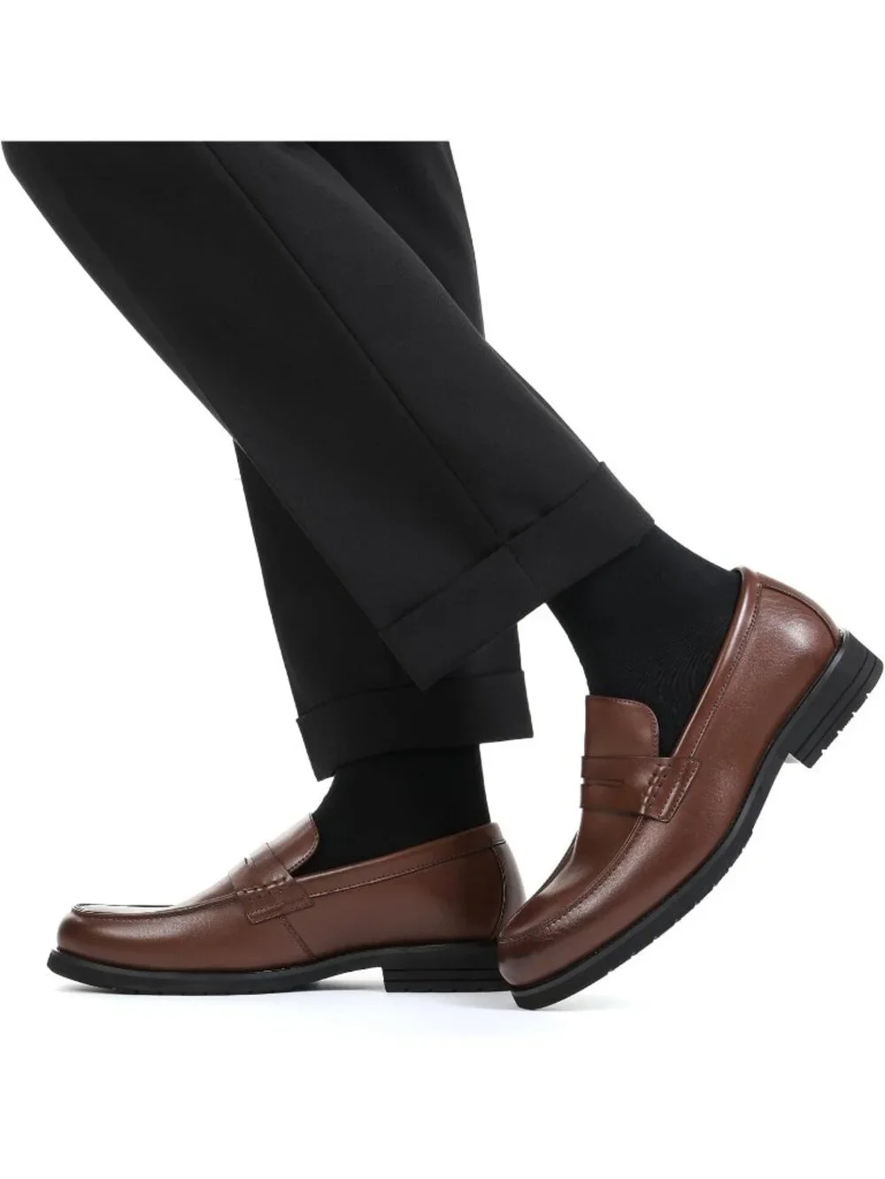 Men's Dark Brown Penny Loafer Slip On Business Office Wedding Formal Dress Shoes